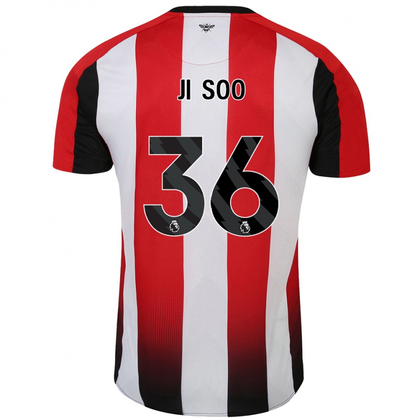 Kids Football Ji-Soo Kim #36 Red White Home Jersey 2024/25 T-Shirt Nz