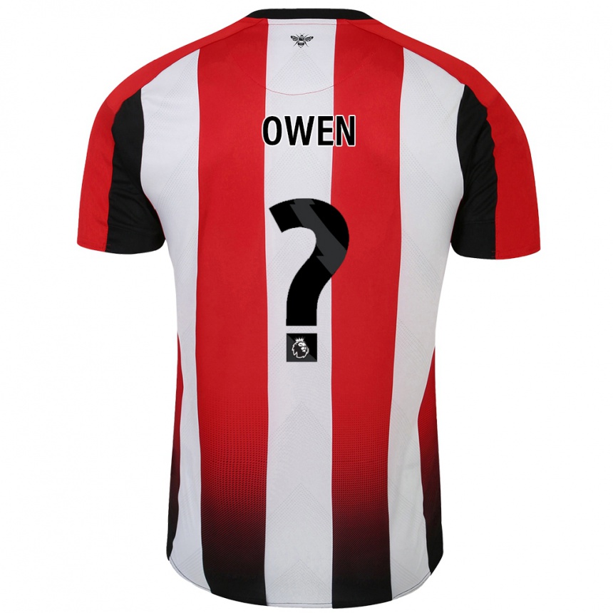 Kids Football Riley Owen #0 Red White Home Jersey 2024/25 T-Shirt Nz