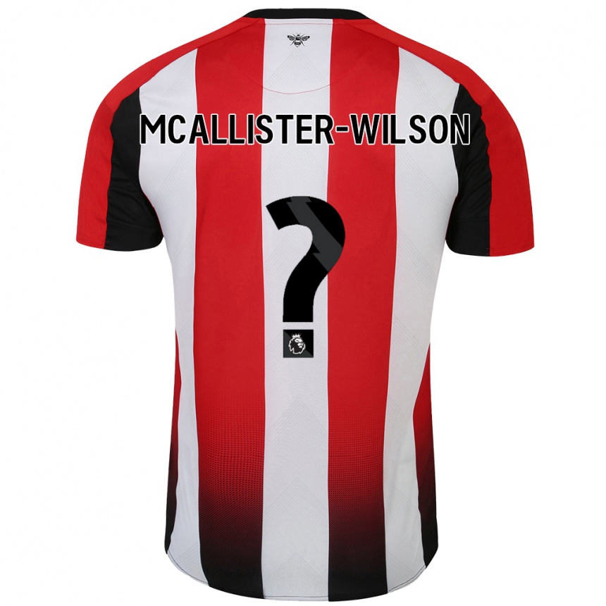 Kids Football Zack Mcallister-Wilson #0 Red White Home Jersey 2024/25 T-Shirt Nz