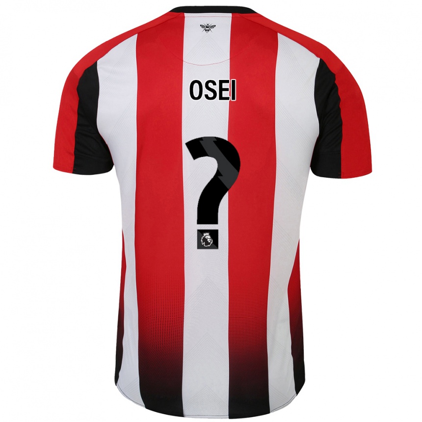 Kids Football Mark Osei #0 Red White Home Jersey 2024/25 T-Shirt Nz