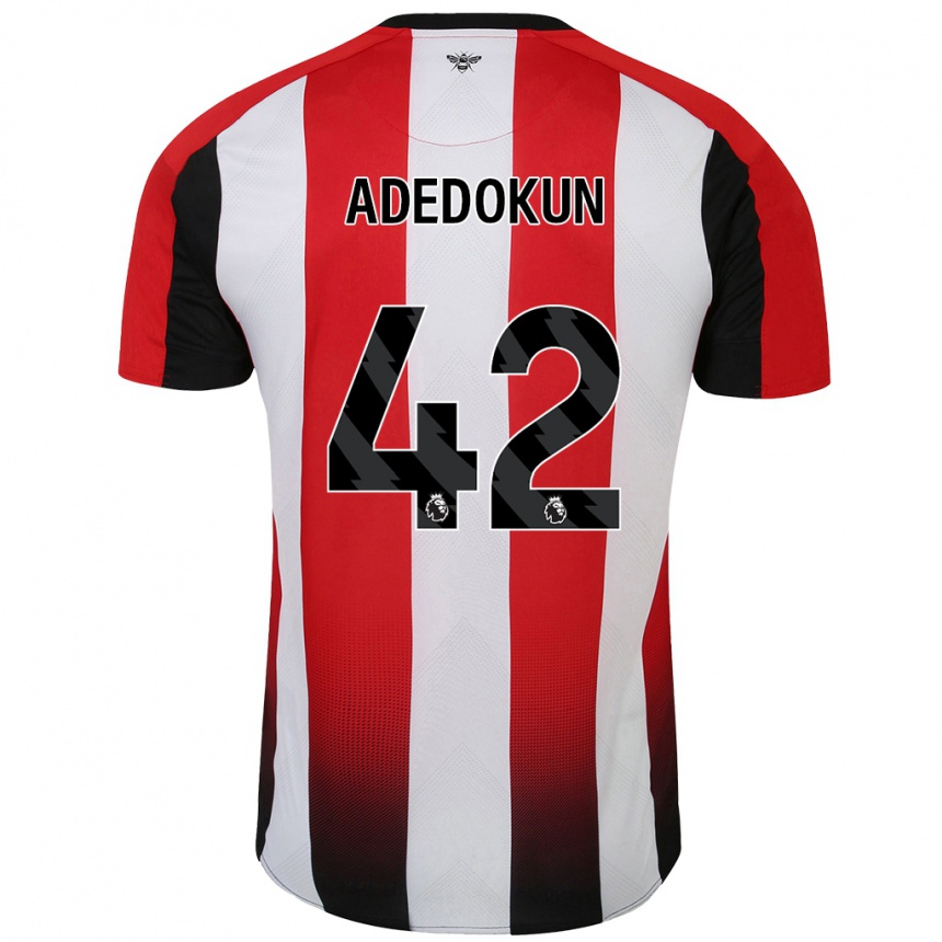 Kids Football Val Adedokun #42 Red White Home Jersey 2024/25 T-Shirt Nz