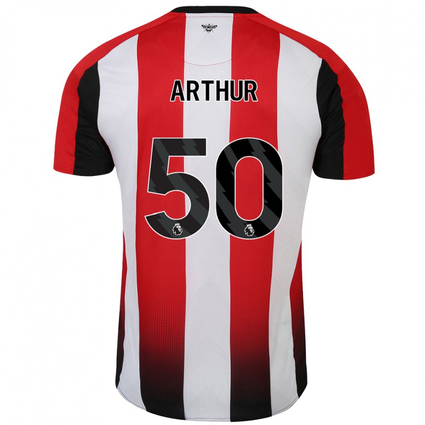 Kids Football Benjamin Arthur #50 Red White Home Jersey 2024/25 T-Shirt Nz