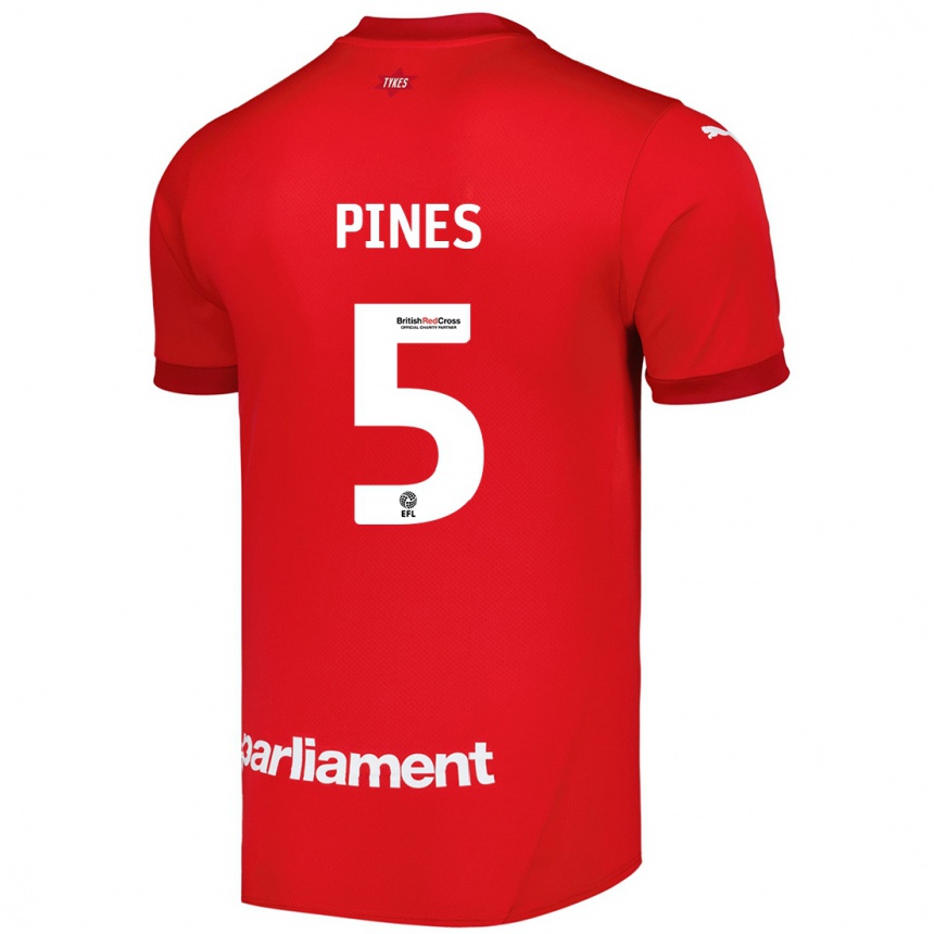 Kids Football Donovan Pines #5 Red Home Jersey 2024/25 T-Shirt Nz