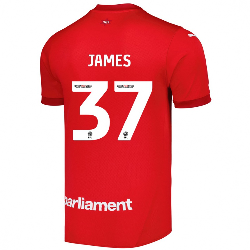 Kids Football Nathan James #37 Red Home Jersey 2024/25 T-Shirt Nz