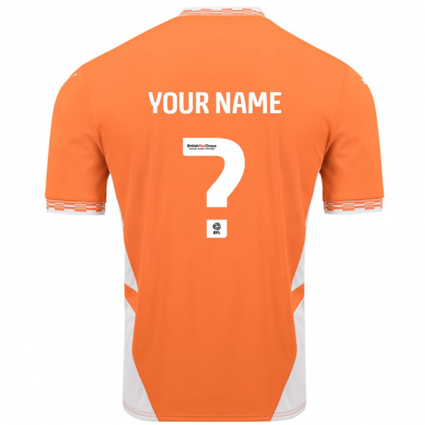 Kids Football Your Name #0 Orange White Home Jersey 2024/25 T-Shirt Nz