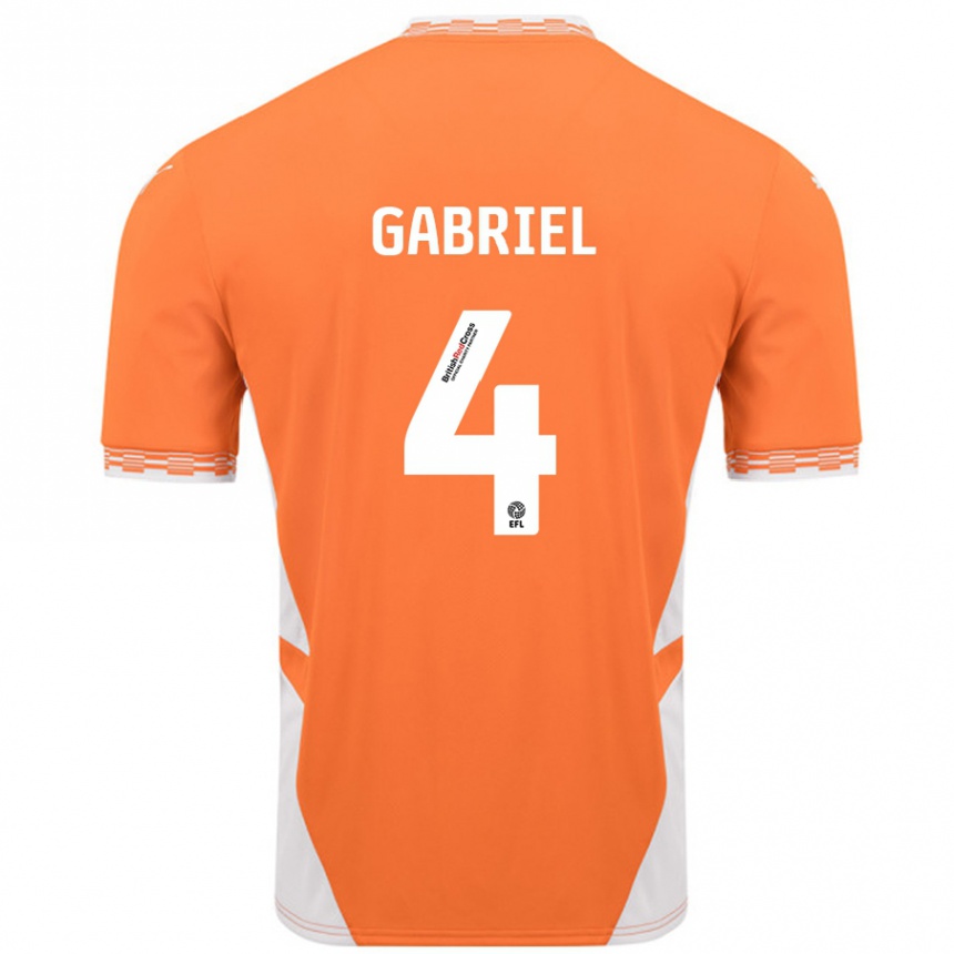 Kids Football Jordan Lawrence-Gabriel #4 Orange White Home Jersey 2024/25 T-Shirt Nz