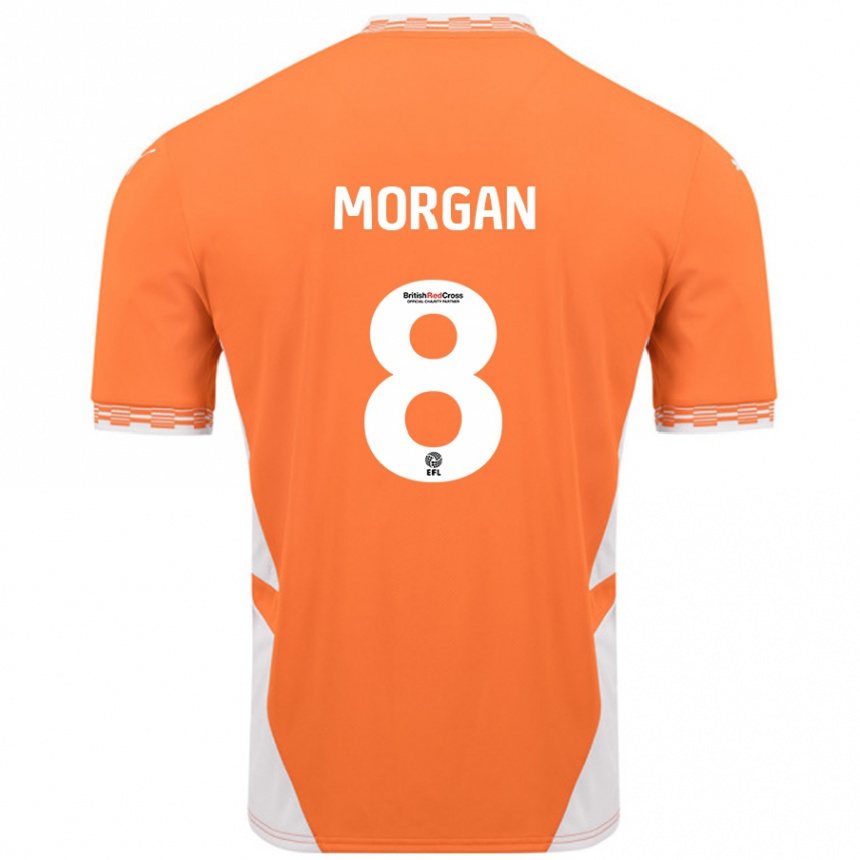 Kids Football Albie Morgan #8 Orange White Home Jersey 2024/25 T-Shirt Nz