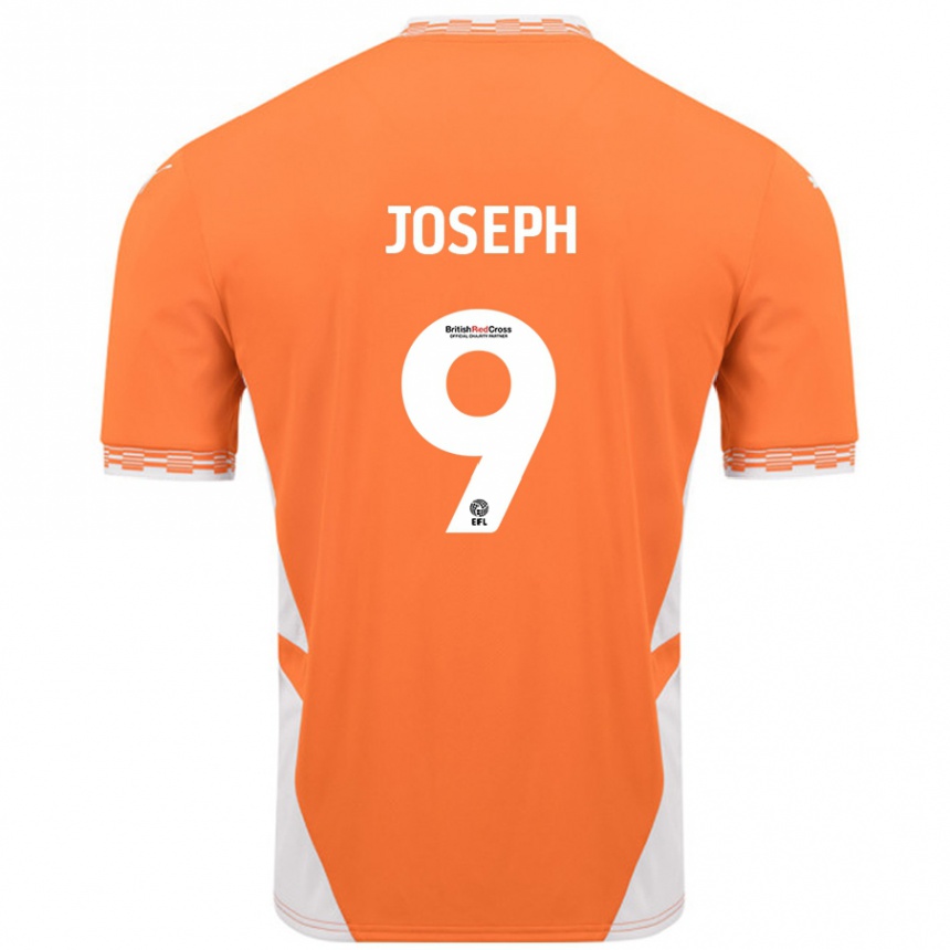 Kids Football Kyle Joseph #9 Orange White Home Jersey 2024/25 T-Shirt Nz