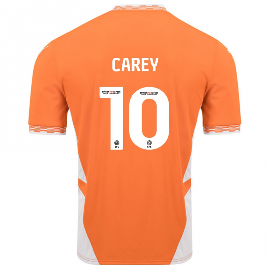 Kids Football Sonny Carey #10 Orange White Home Jersey 2024/25 T-Shirt Nz