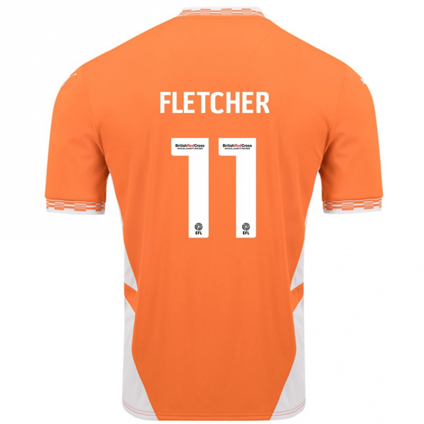 Kids Football Ashley Fletcher #11 Orange White Home Jersey 2024/25 T-Shirt Nz