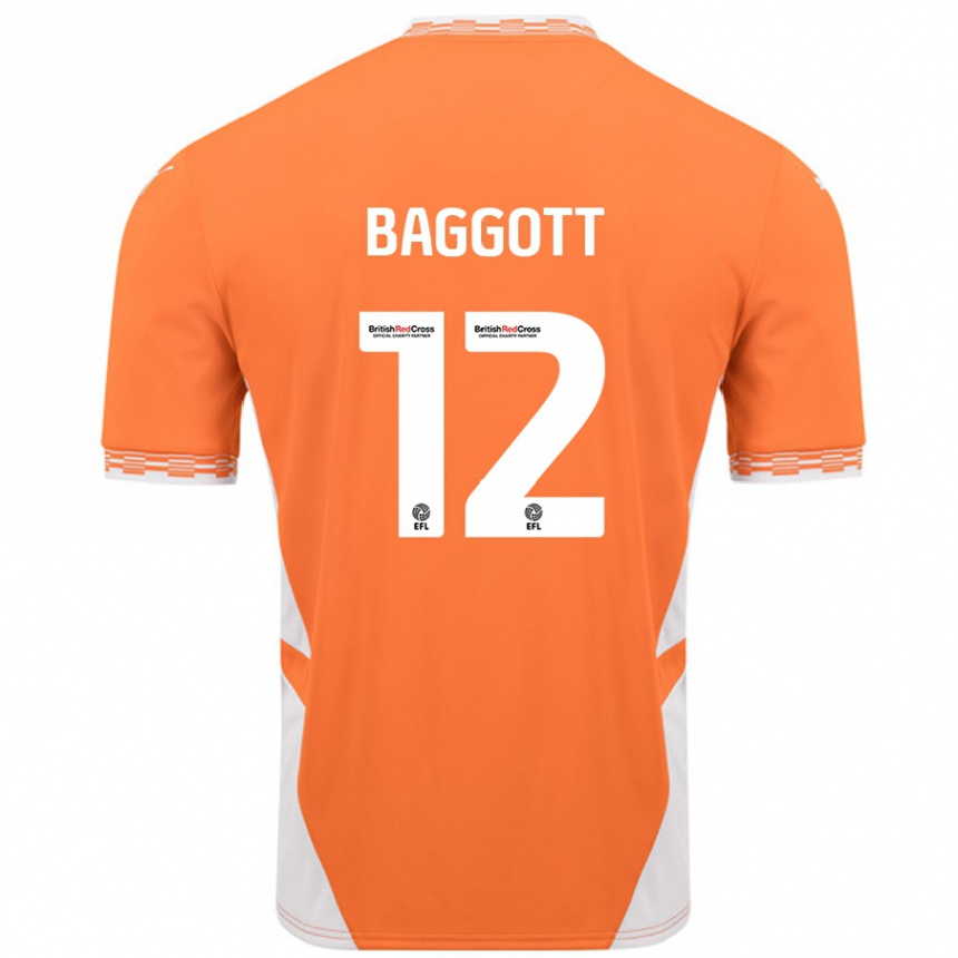 Kids Football Elkan Baggott #12 Orange White Home Jersey 2024/25 T-Shirt Nz