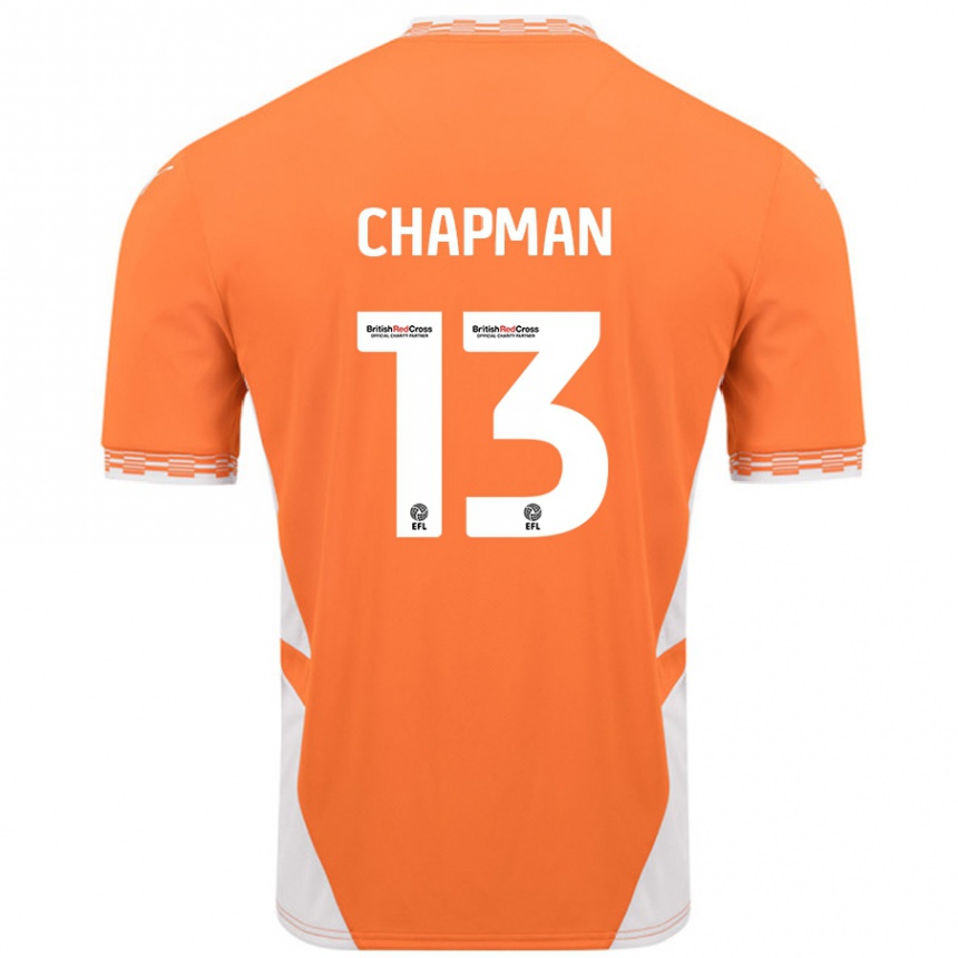 Kids Football Mackenzie Chapman #13 Orange White Home Jersey 2024/25 T-Shirt Nz