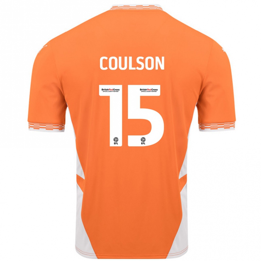 Kids Football Hayden Coulson #15 Orange White Home Jersey 2024/25 T-Shirt Nz