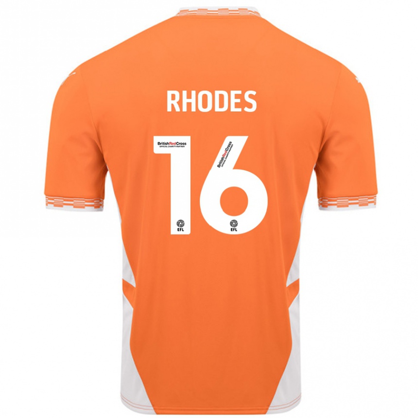 Kids Football Jordan Rhodes #16 Orange White Home Jersey 2024/25 T-Shirt Nz