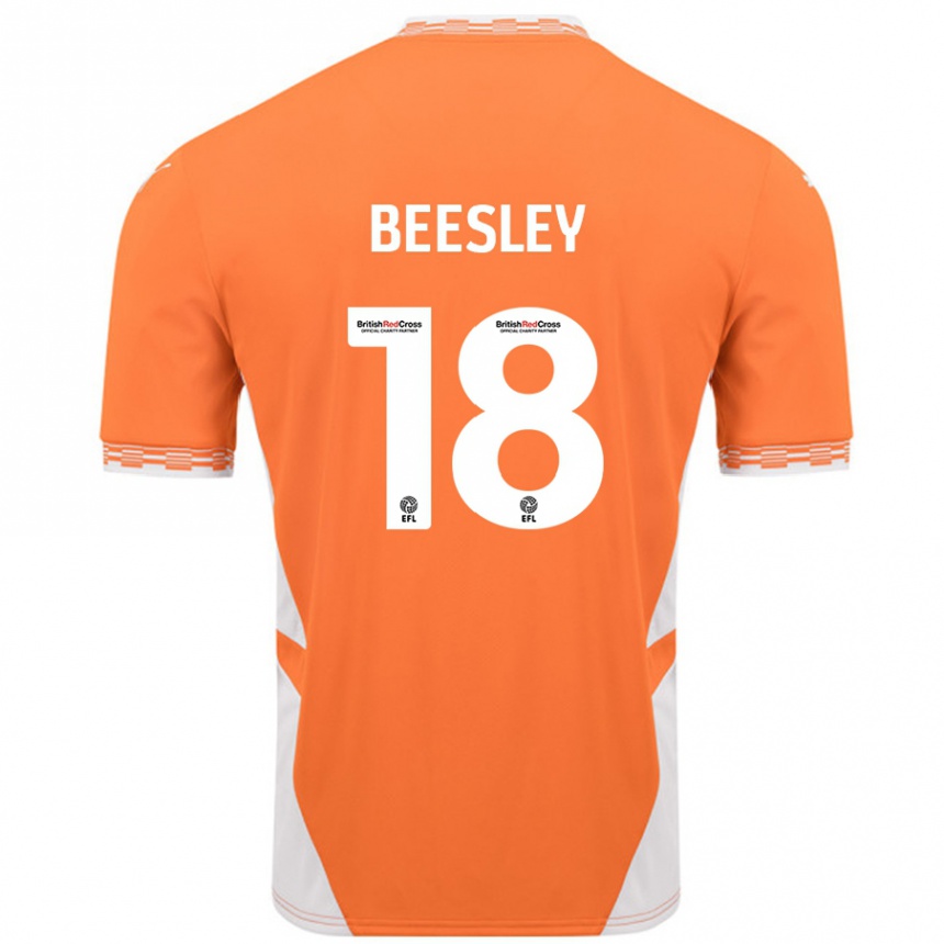 Kids Football Jake Beesley #18 Orange White Home Jersey 2024/25 T-Shirt Nz