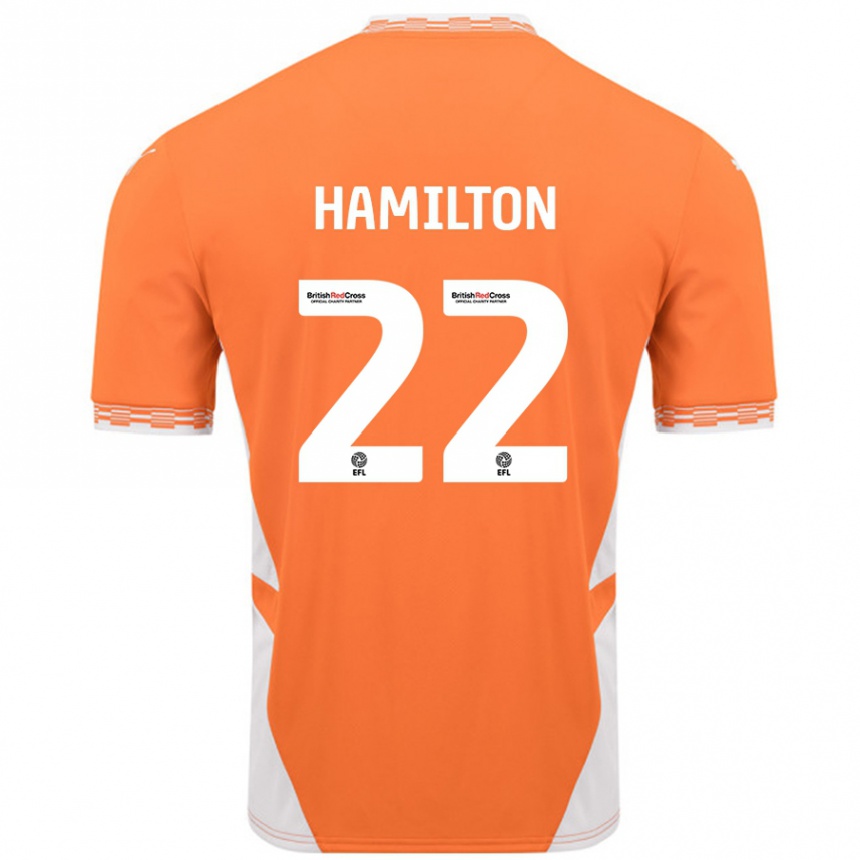 Kids Football Cj Hamilton #22 Orange White Home Jersey 2024/25 T-Shirt Nz