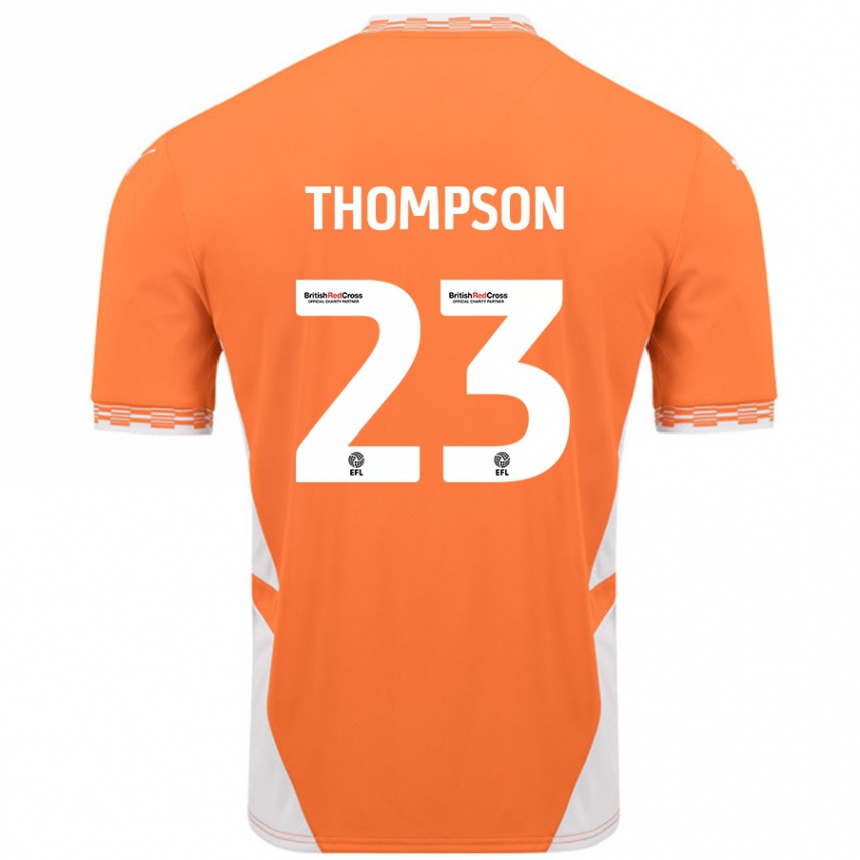 Kids Football Dominic Thompson #23 Orange White Home Jersey 2024/25 T-Shirt Nz