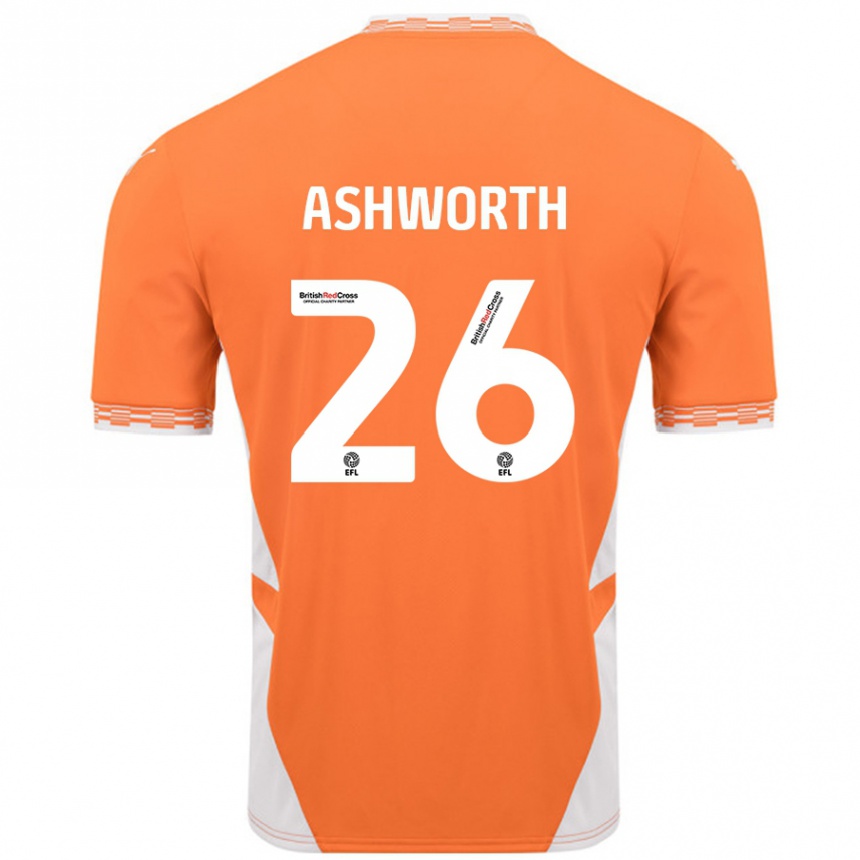 Kids Football Zac Ashworth #26 Orange White Home Jersey 2024/25 T-Shirt Nz