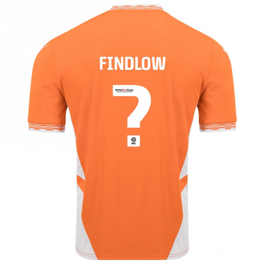 Kids Football Luke Findlow #0 Orange White Home Jersey 2024/25 T-Shirt Nz