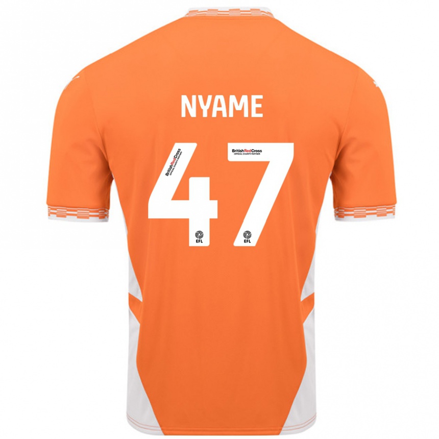 Kids Football Josh Nyame #47 Orange White Home Jersey 2024/25 T-Shirt Nz