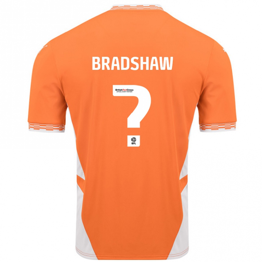 Kids Football Ashleigh Bradshaw #0 Orange White Home Jersey 2024/25 T-Shirt Nz