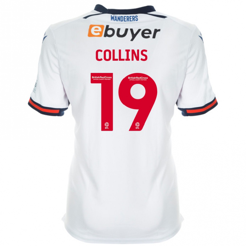 Kids Football Aaron Collins #19 White Home Jersey 2024/25 T-Shirt Nz