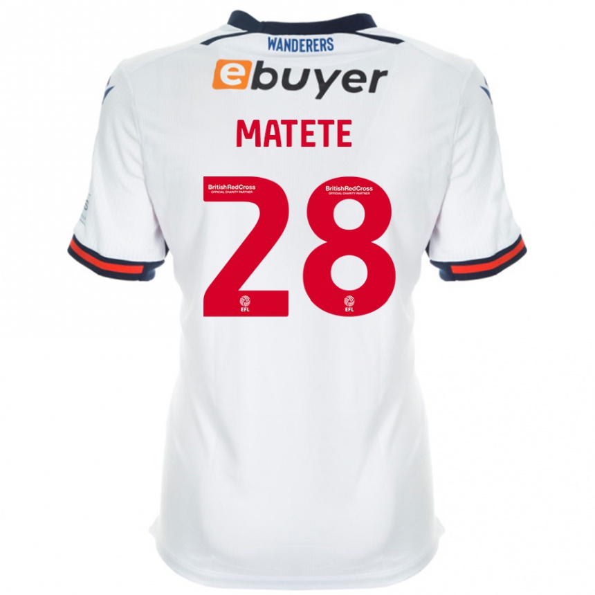 Kids Football Jay Matete #28 White Home Jersey 2024/25 T-Shirt Nz