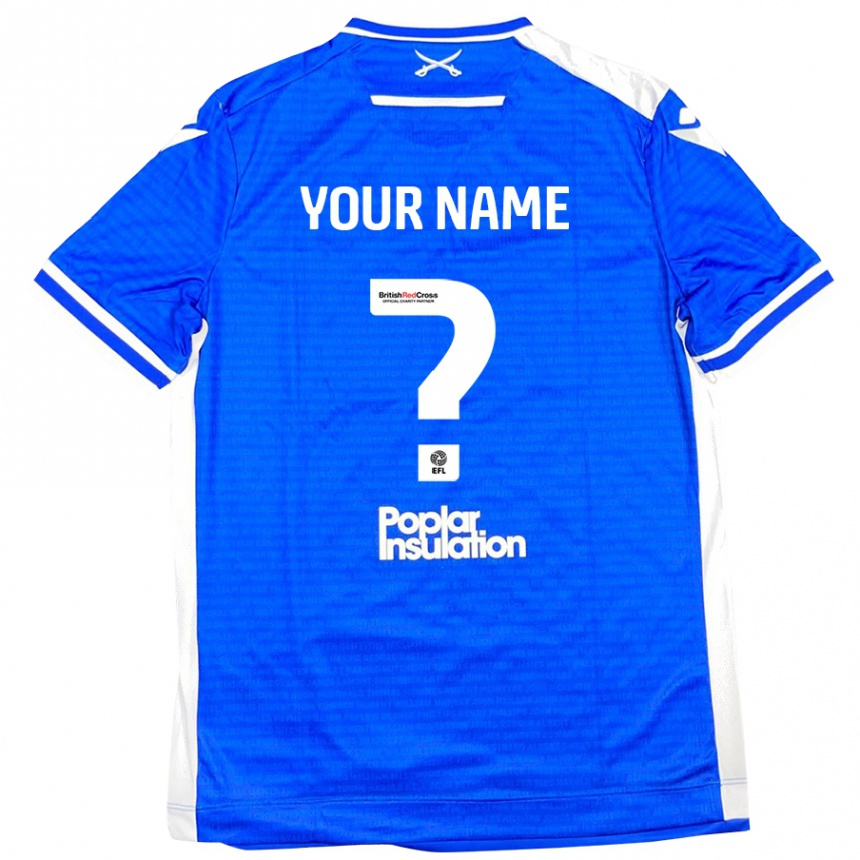 Kids Football Your Name #0 Blue White Home Jersey 2024/25 T-Shirt Nz