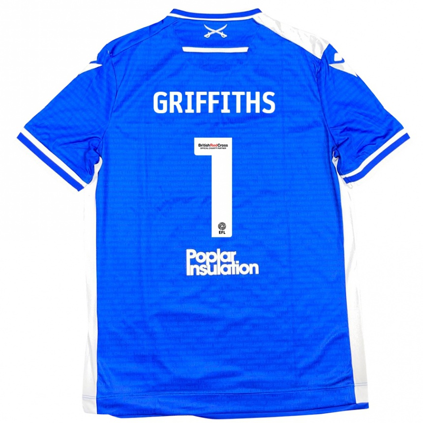 Kids Football Josh Griffiths #1 Blue White Home Jersey 2024/25 T-Shirt Nz