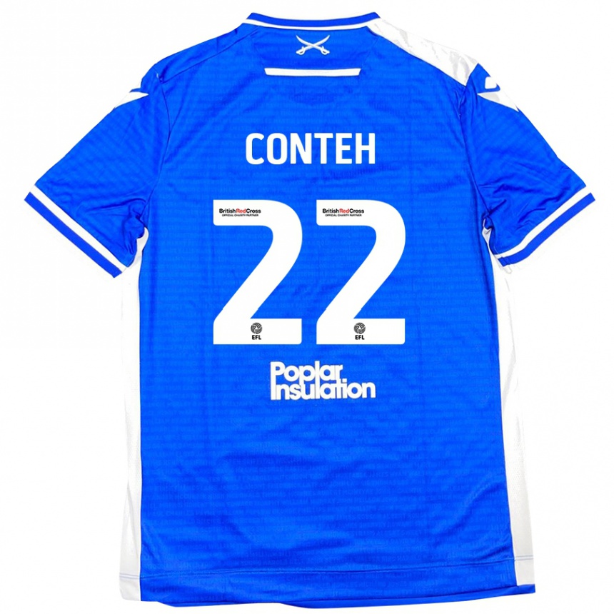 Kids Football Kamil Conteh #22 Blue White Home Jersey 2024/25 T-Shirt Nz