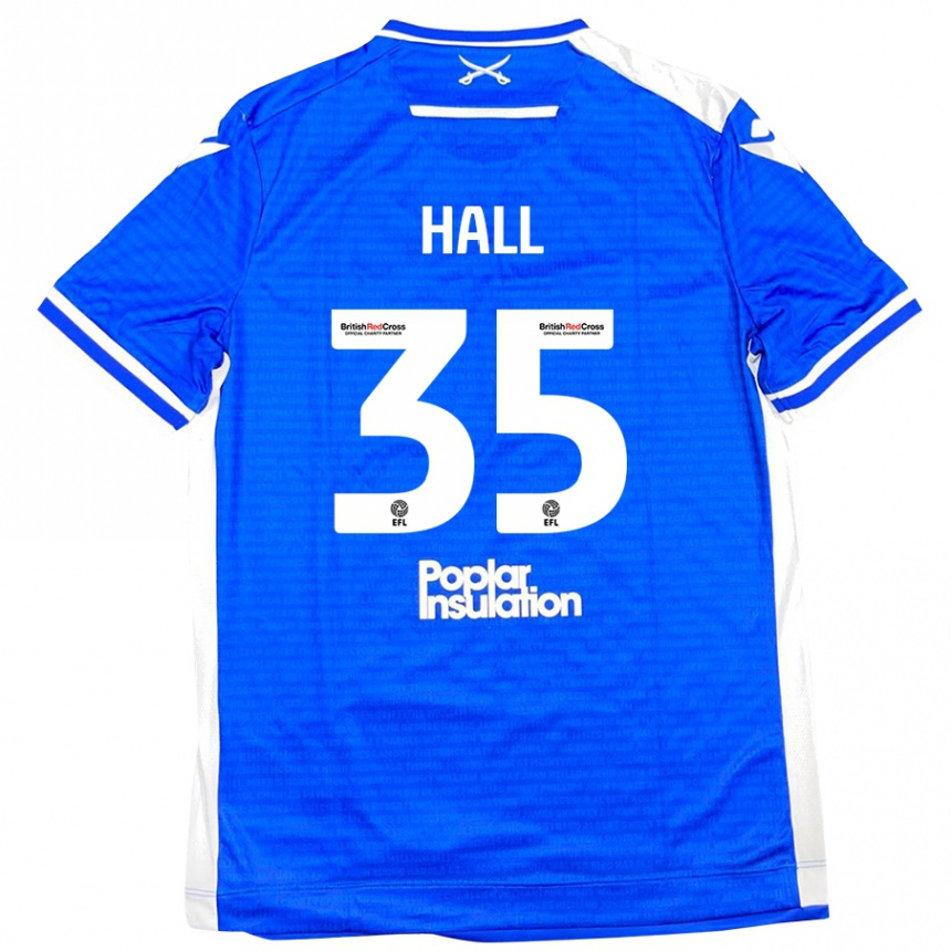 Kids Football Matt Hall #35 Blue White Home Jersey 2024/25 T-Shirt Nz