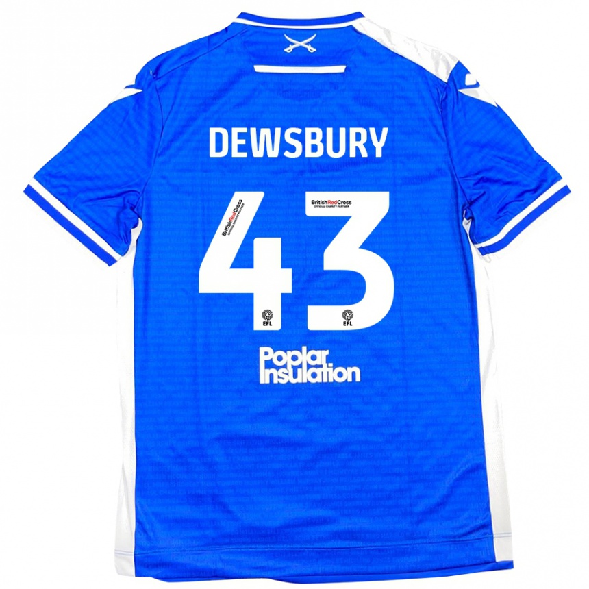 Kids Football Ollie Dewsbury #43 Blue White Home Jersey 2024/25 T-Shirt Nz