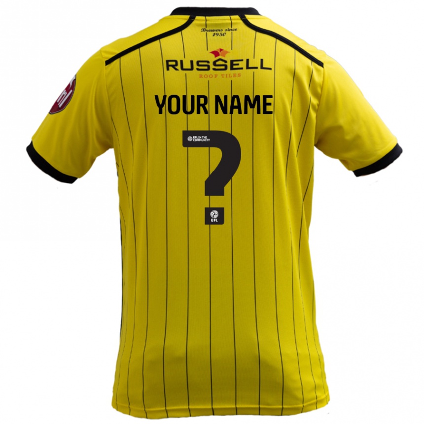 Kids Football Your Name #0 Yellow Home Jersey 2024/25 T-Shirt Nz