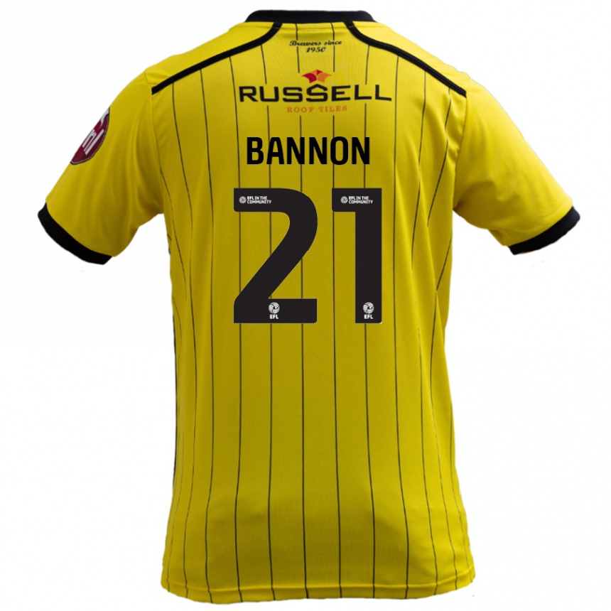 Kids Football Alex Bannon #21 Yellow Home Jersey 2024/25 T-Shirt Nz