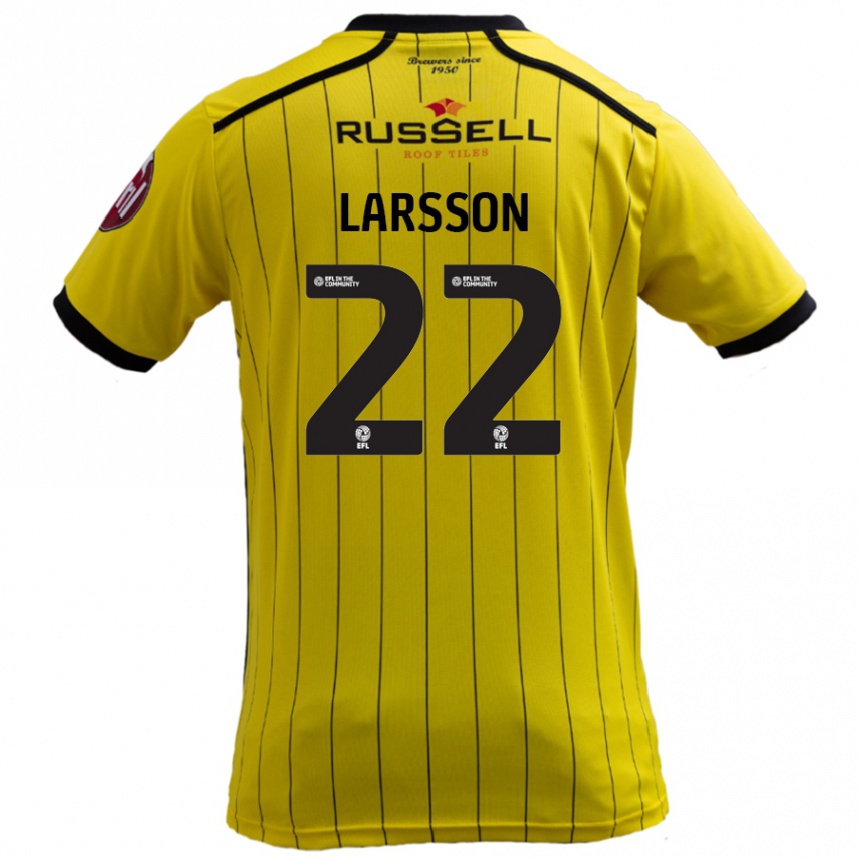 Kids Football Julian Larsson #22 Yellow Home Jersey 2024/25 T-Shirt Nz