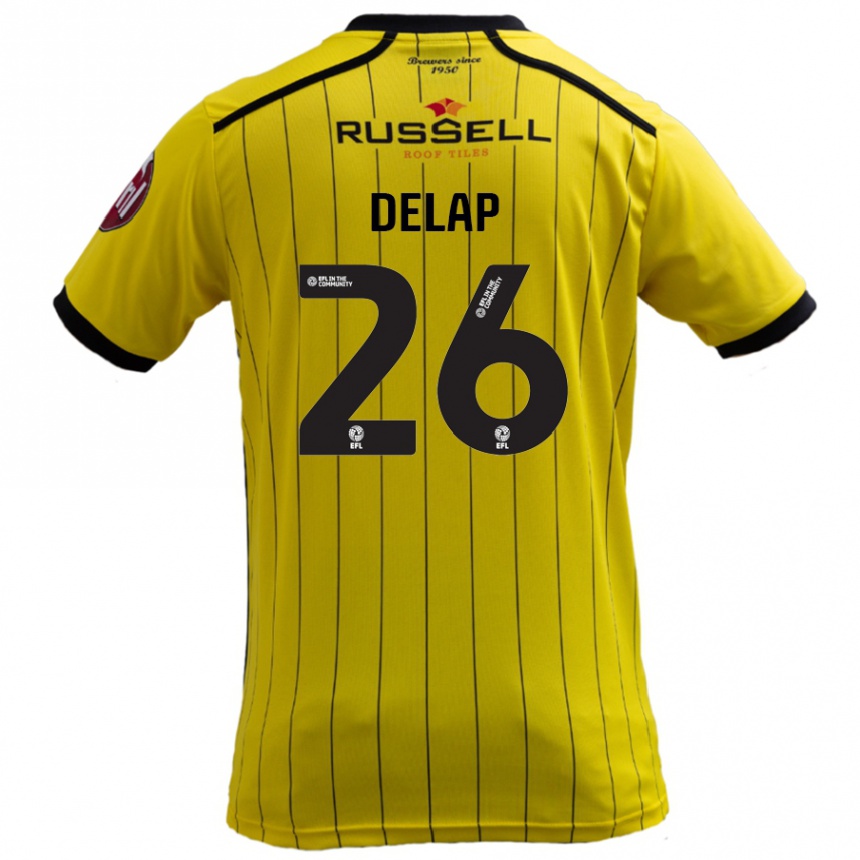 Kids Football Finn Delap #26 Yellow Home Jersey 2024/25 T-Shirt Nz