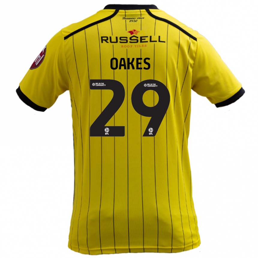 Kids Football Toby Oakes #29 Yellow Home Jersey 2024/25 T-Shirt Nz