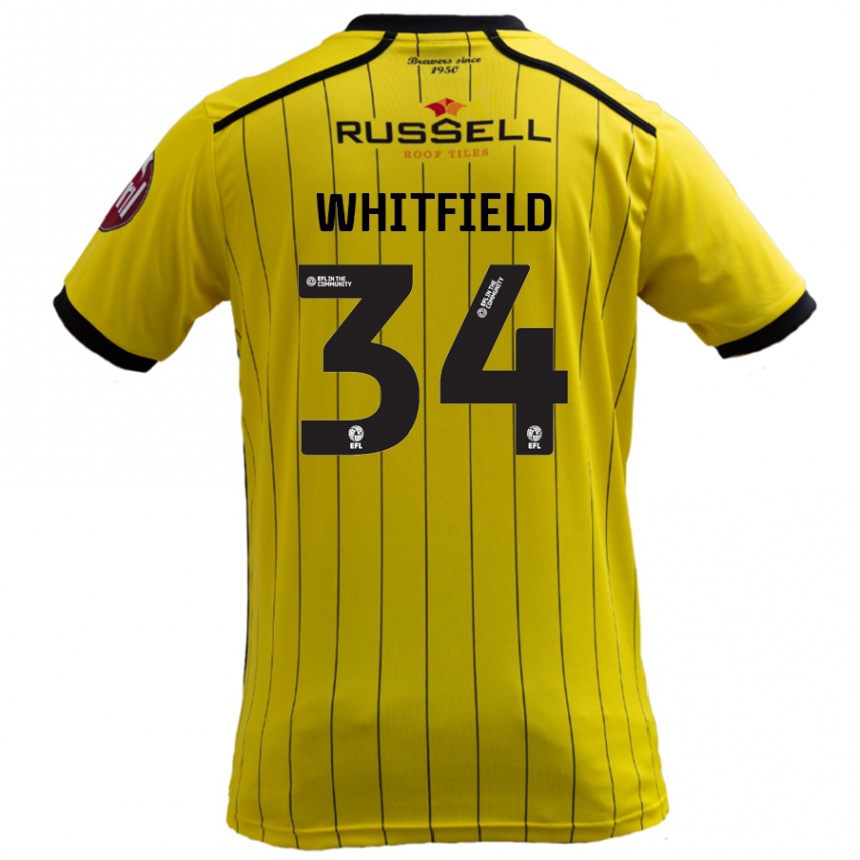 Kids Football Ben Whitfield #34 Yellow Home Jersey 2024/25 T-Shirt Nz