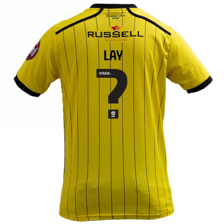 Kids Football Matty Lay #0 Yellow Home Jersey 2024/25 T-Shirt Nz