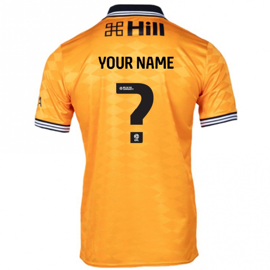 Kids Football Your Name #0 Orange Home Jersey 2024/25 T-Shirt Nz