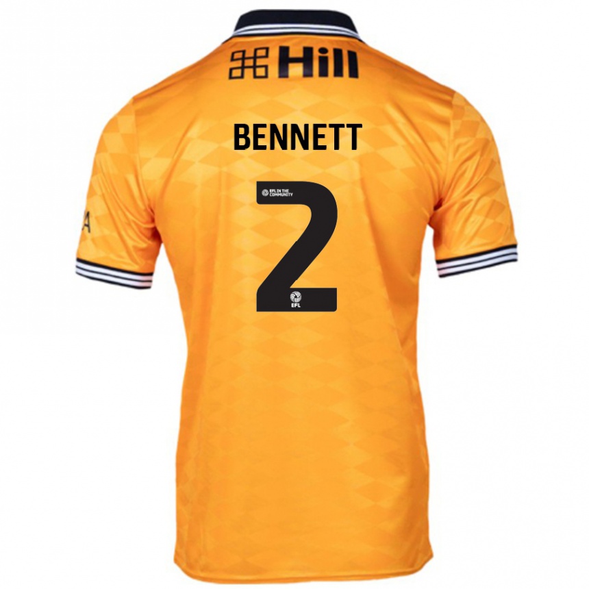 Kids Football Liam Bennett #2 Orange Home Jersey 2024/25 T-Shirt Nz