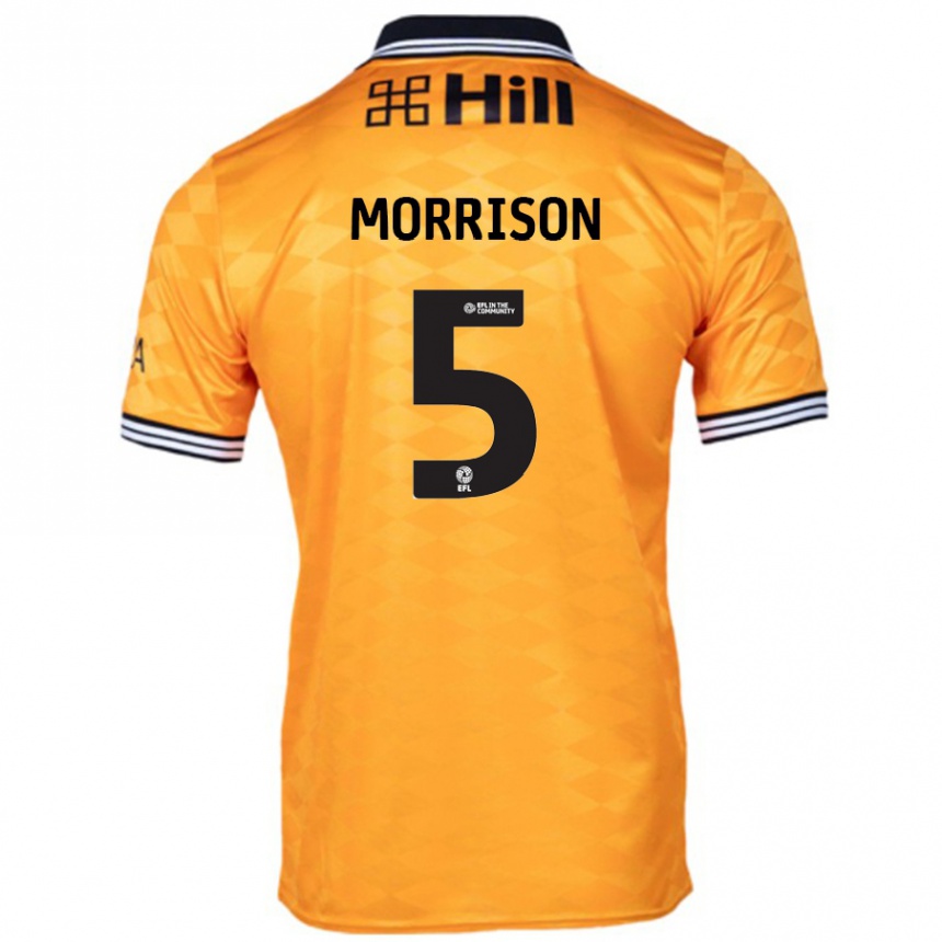 Kids Football Michael Morrison #5 Orange Home Jersey 2024/25 T-Shirt Nz