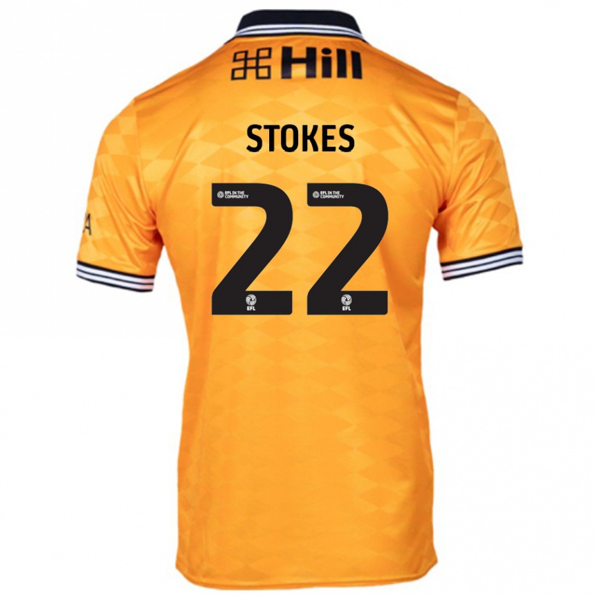 Kids Football Josh Stokes #22 Orange Home Jersey 2024/25 T-Shirt Nz