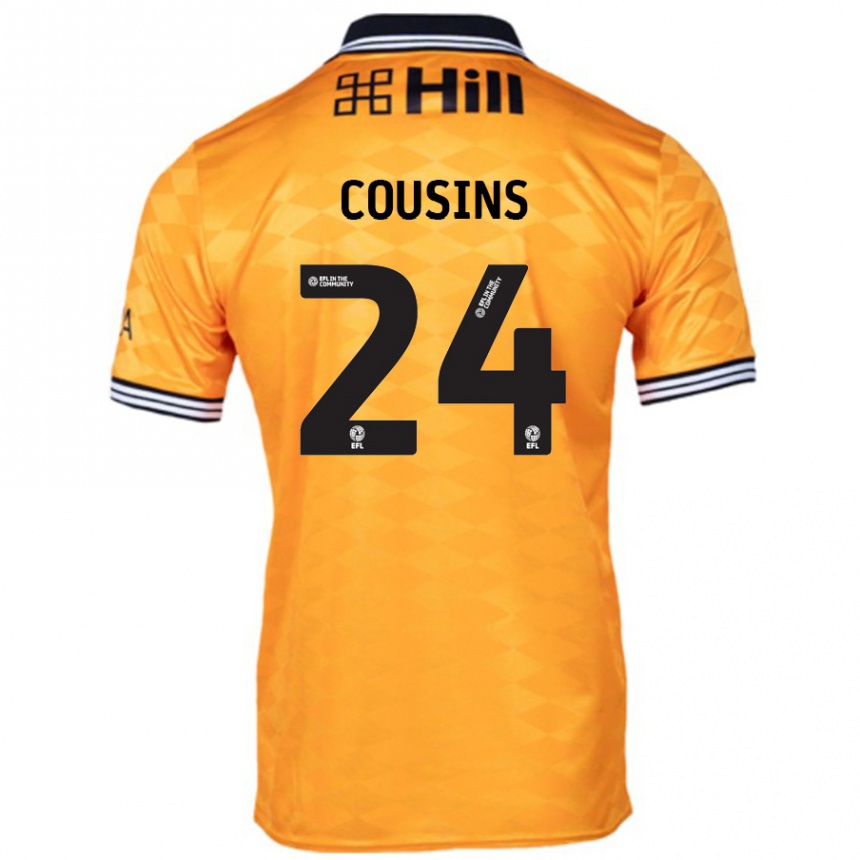 Kids Football Jordan Cousins #24 Orange Home Jersey 2024/25 T-Shirt Nz