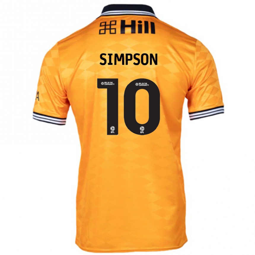 Kids Football Harley-Jean Simpson #10 Orange Home Jersey 2024/25 T-Shirt Nz