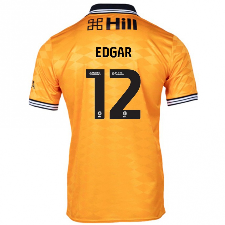 Kids Football Sammy Edgar #12 Orange Home Jersey 2024/25 T-Shirt Nz