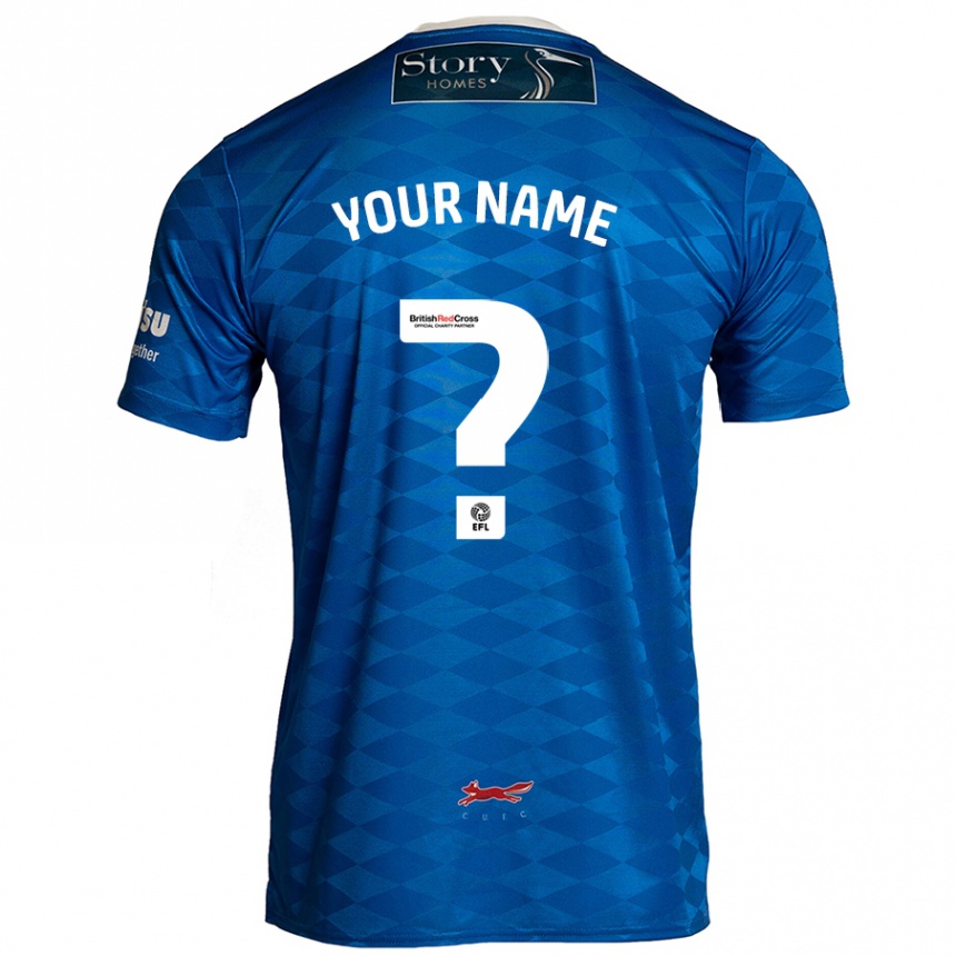 Kids Football Your Name #0 Blue Home Jersey 2024/25 T-Shirt Nz