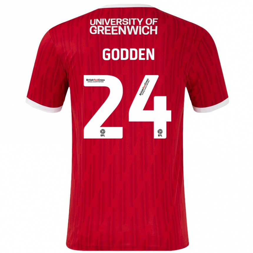 Kids Football Matt Godden #24 Red White Home Jersey 2024/25 T-Shirt Nz