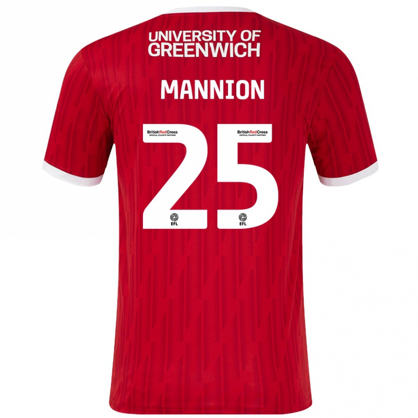 Kids Football Will Mannion #25 Red White Home Jersey 2024/25 T-Shirt Nz