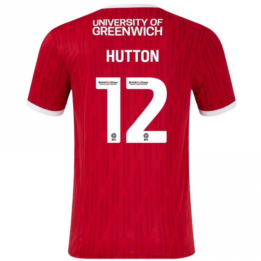 Kids Football Jodie Hutton #12 Red White Home Jersey 2024/25 T-Shirt Nz